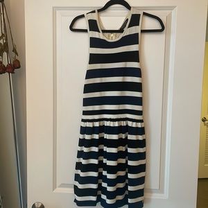 Juicy Couture Size Small white, Black and Blue striped elastic dress.